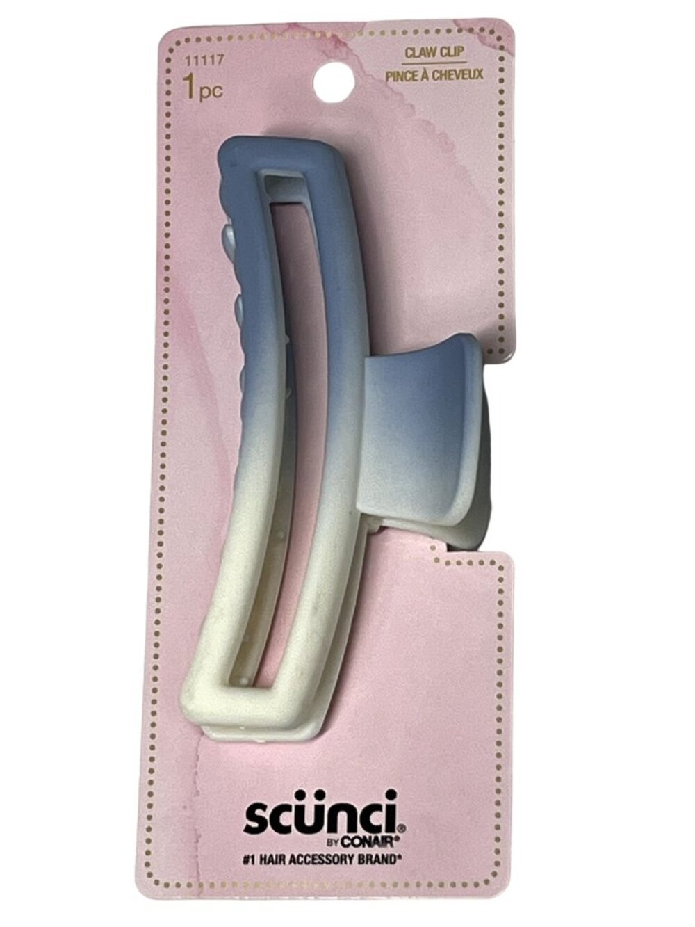Scunci Blue Ombre Rectangle Hair Claw Clip Large Barrette New